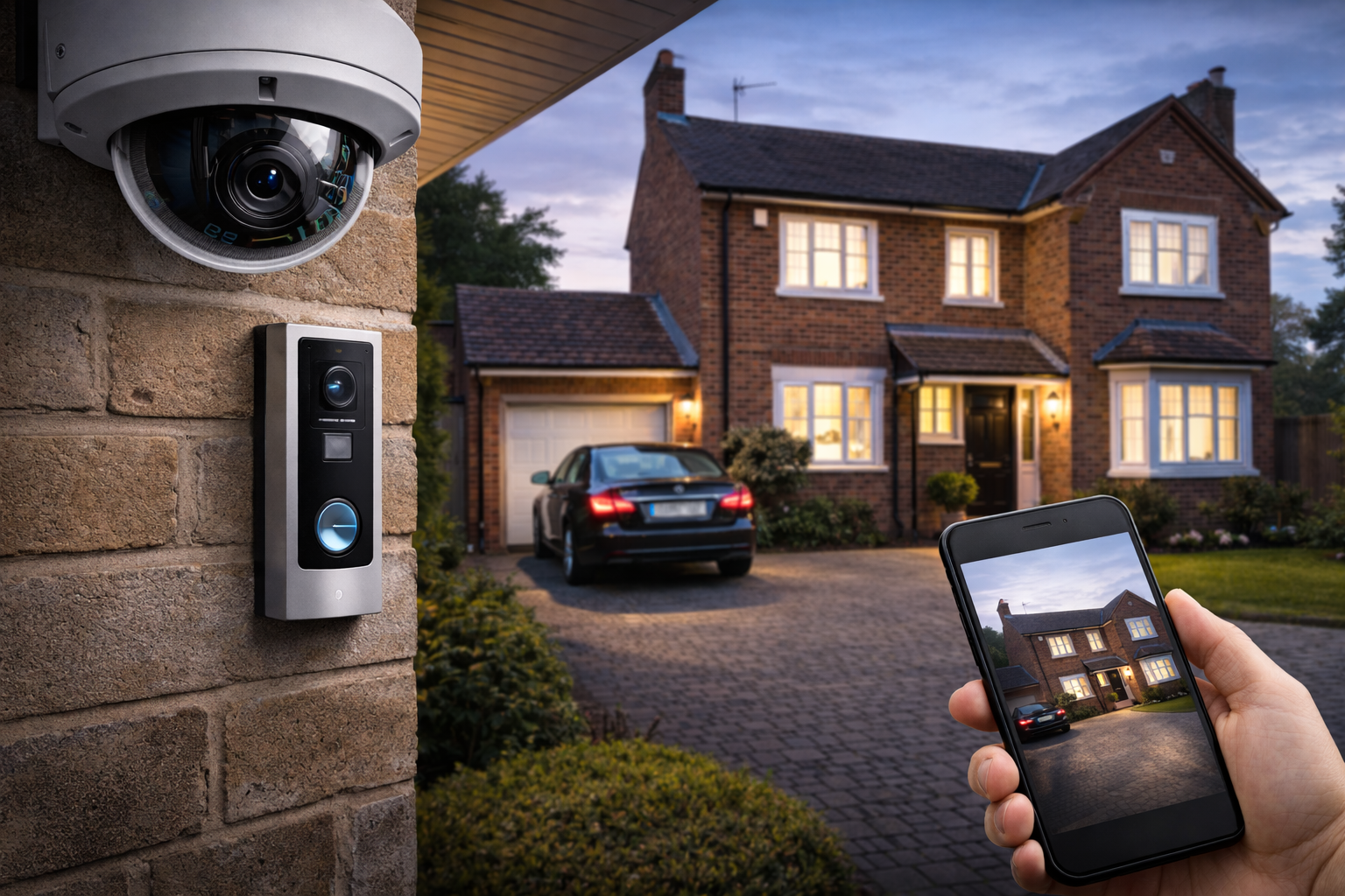 Residential home security solution with CCTV, intruder alarm and smart access